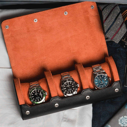 Travel Watch Roll Large - Black Orange