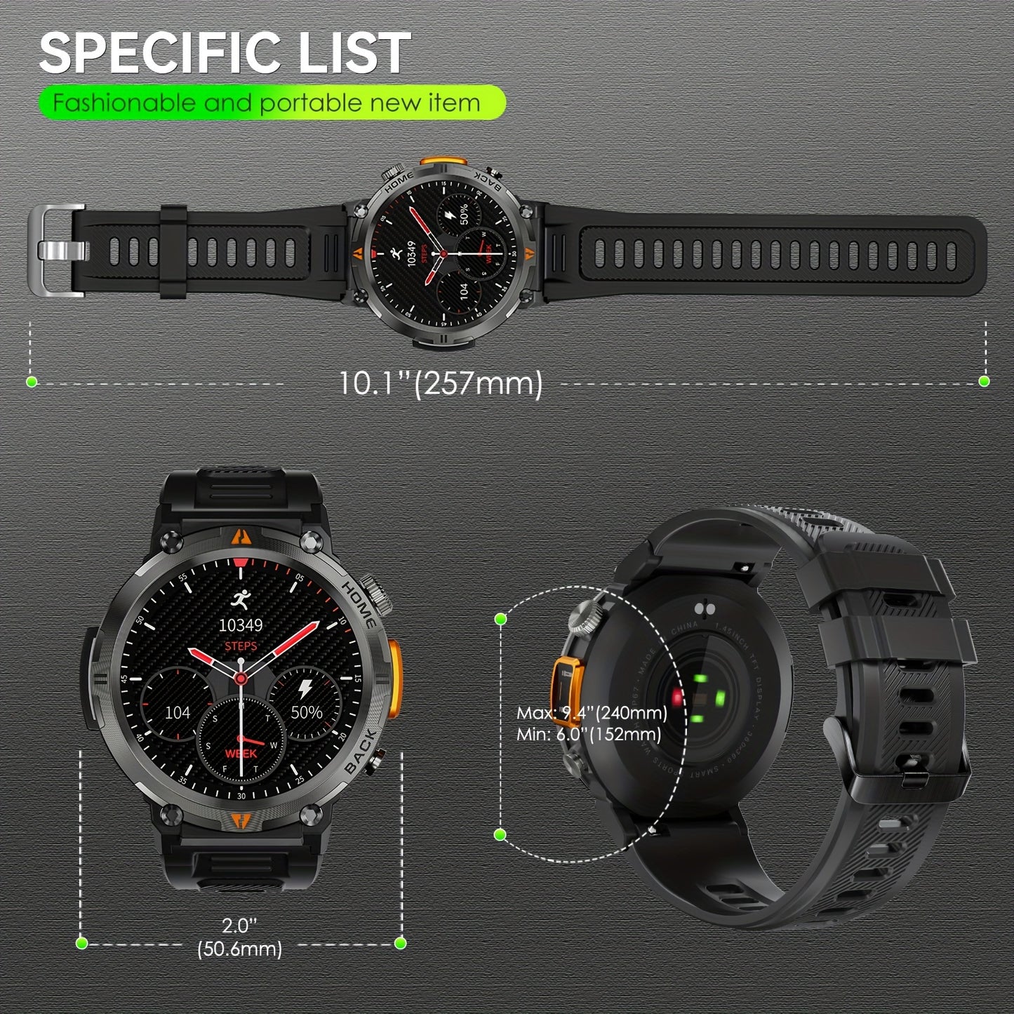 INEYES KE3 Smart Watch For Men, Compatible With Android And iPhon